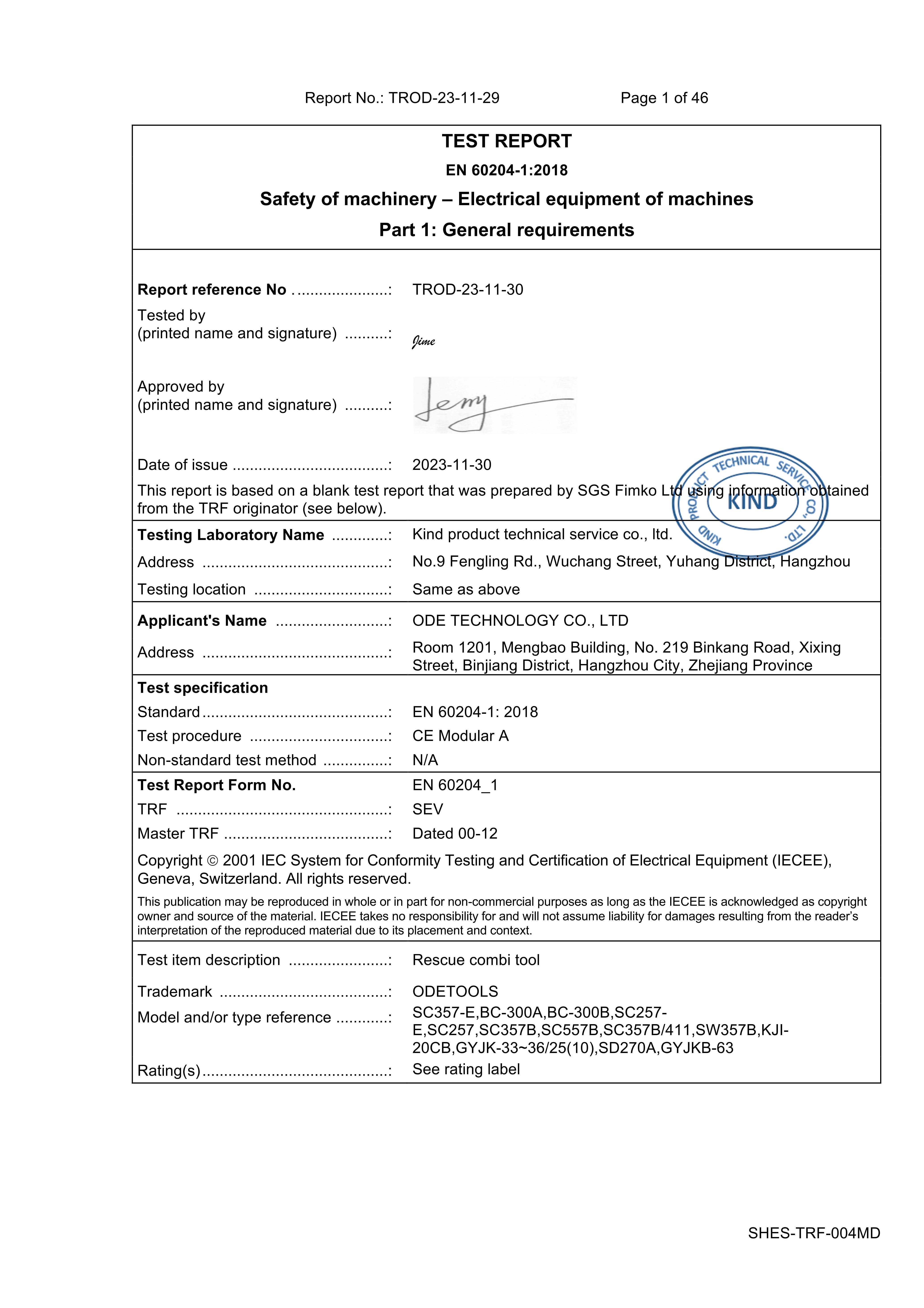 EN 60204-1-ODE CẢI QUYẾT CÔNG NGHỆ