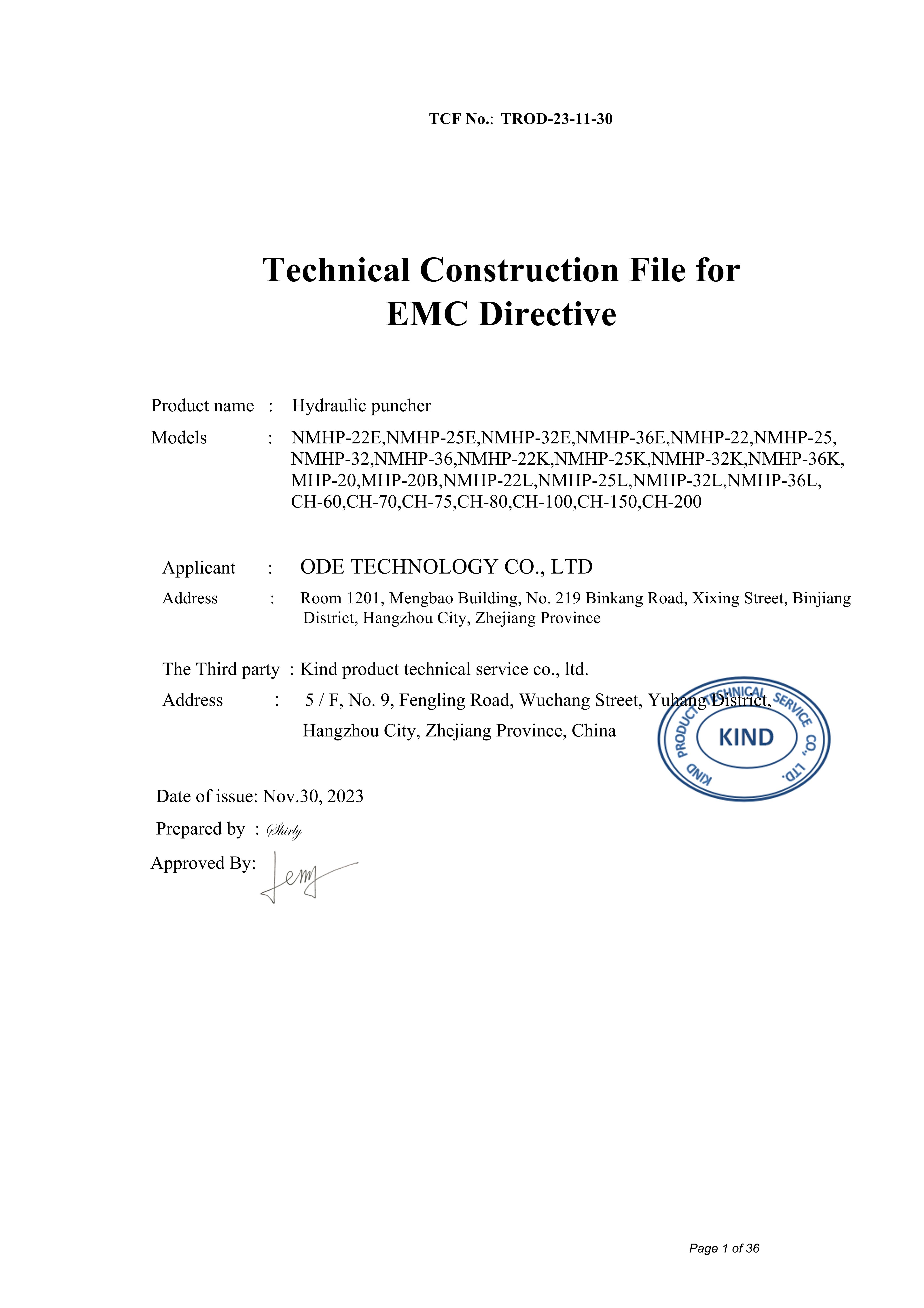 Hồ sơ xây dựng kỹ thuật cho Chỉ thị EMC