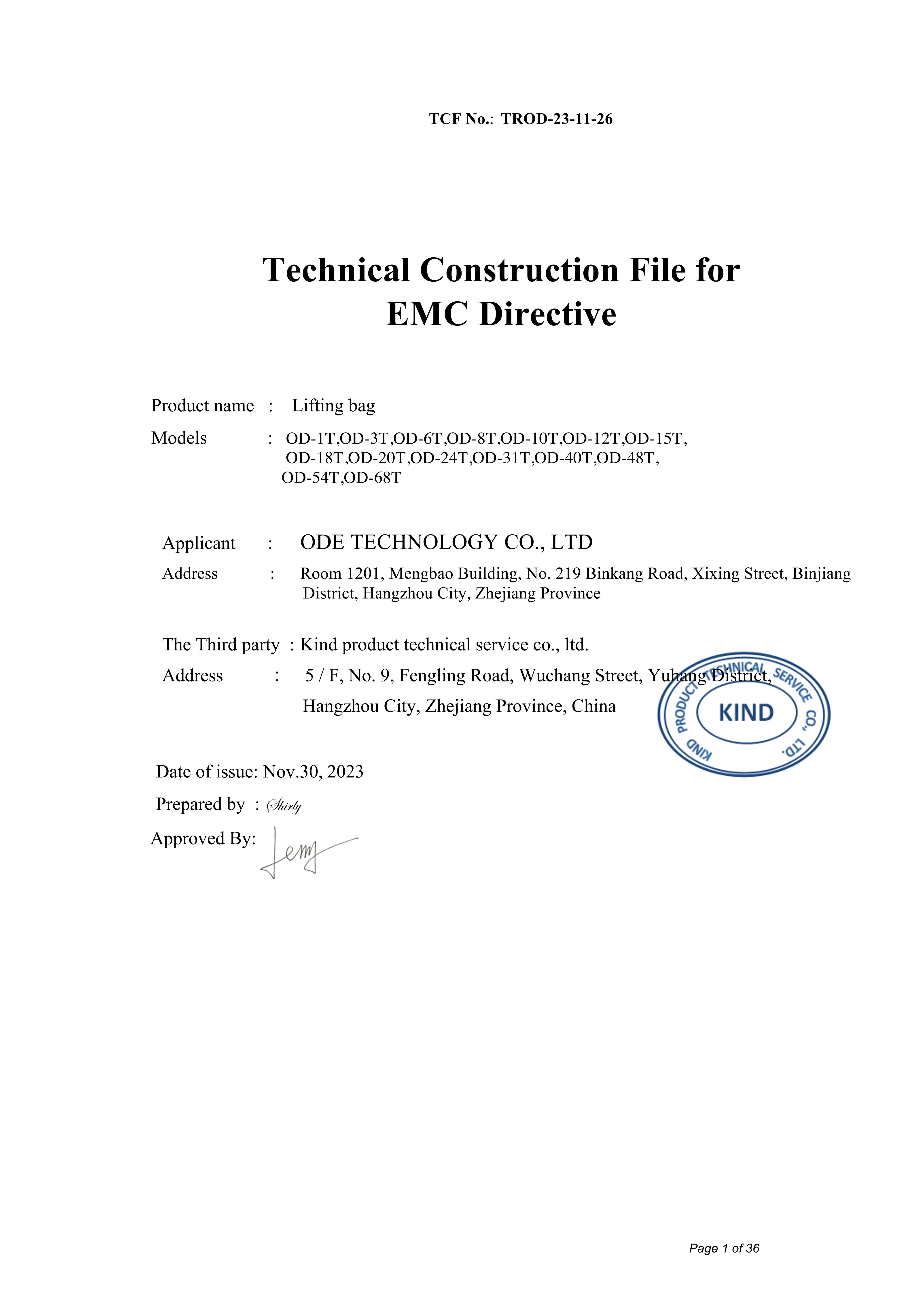 EMC Report-ODE Technology Air Lifting Bag